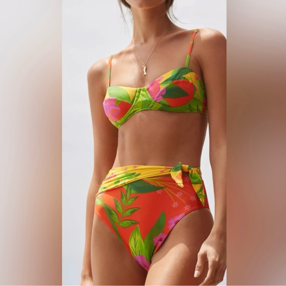 Farm Rio romantic garden bikini set size XS